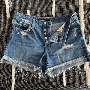 Express Button Fly Midi Boyfriend Short - Size 8